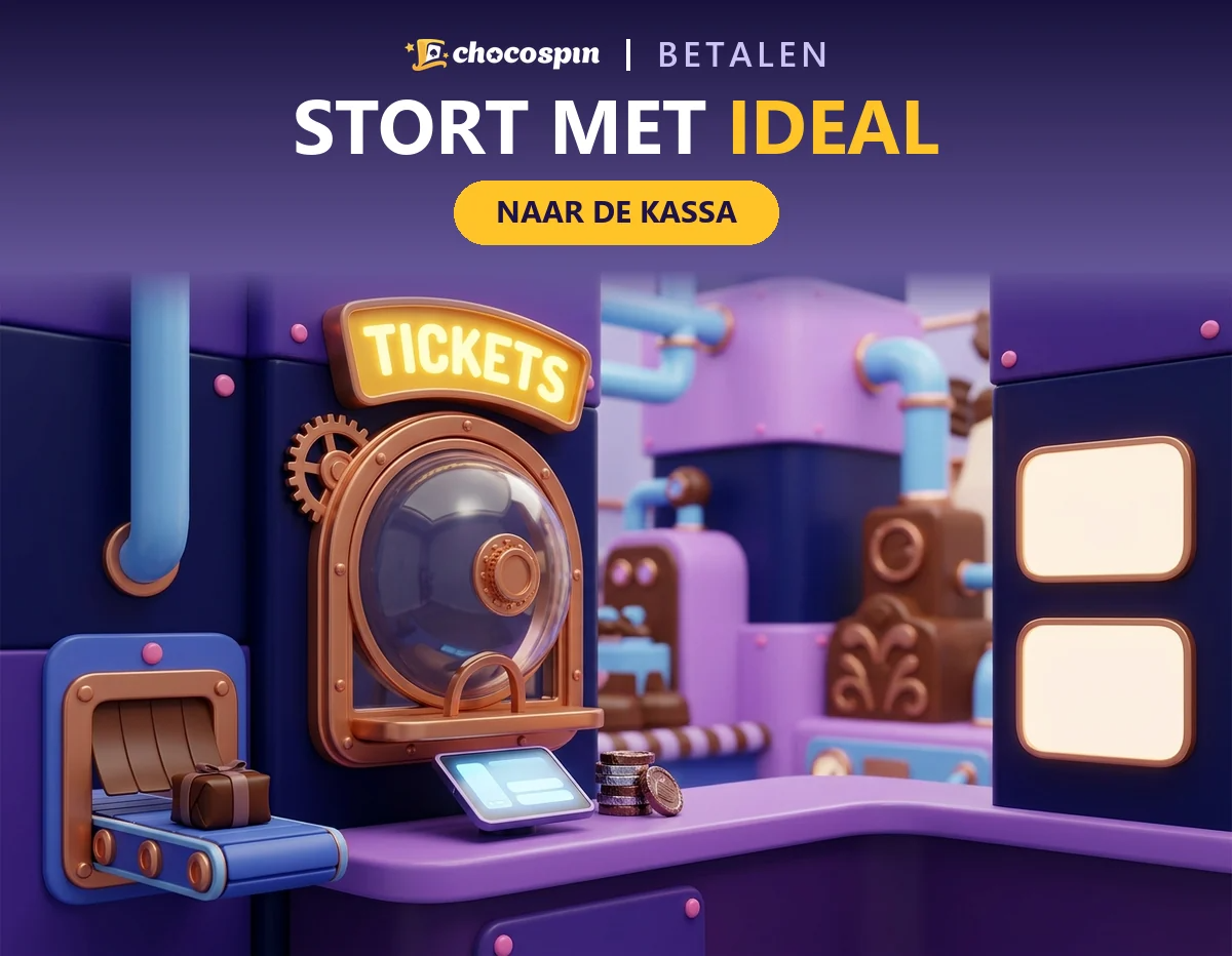Kassaloket in een snoepfabriek met koperen raam en ticketbord voor betalen en opnemen